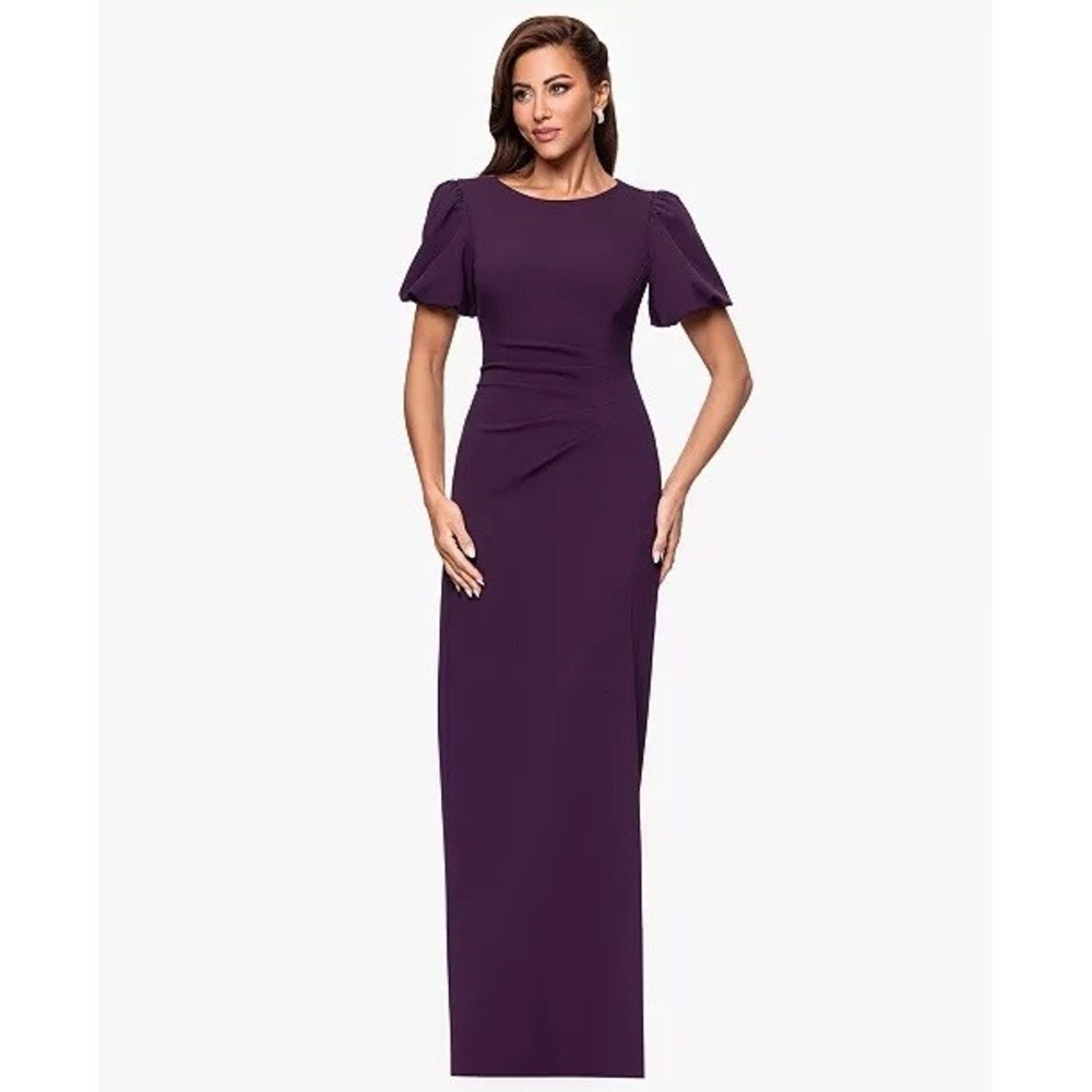NWTXSCAPE Women's Scuba Crepe Boat-Neck Long Sheath Dress Sz 16 $149
